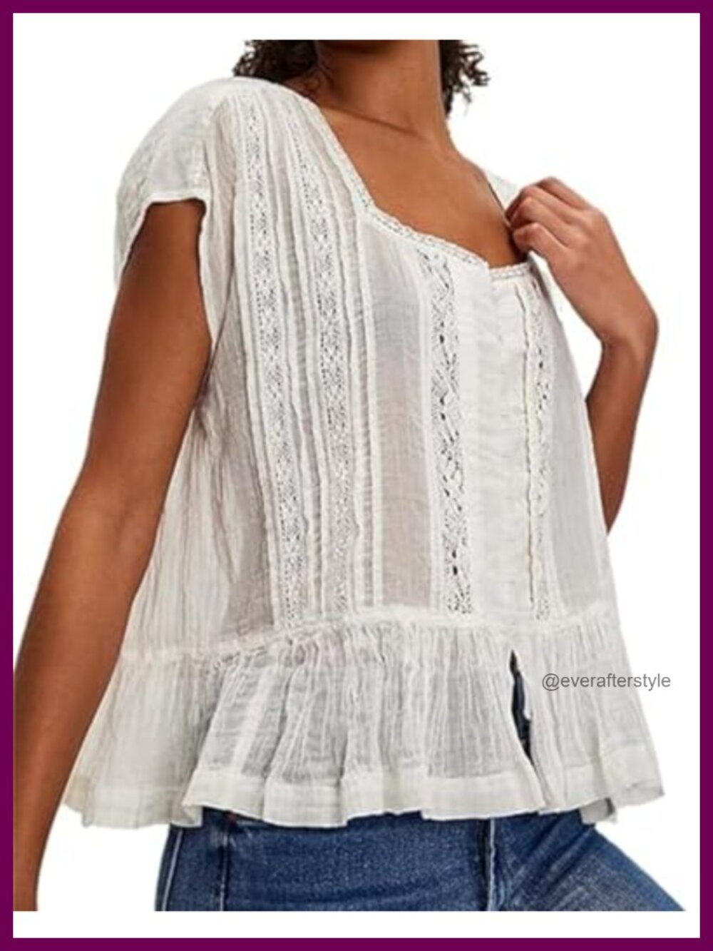 Pleated Crop Tank Top Lace Tie Front Sleeveless Semi Sheer Blouse